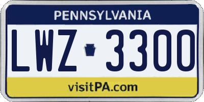 PA license plate LWZ3300