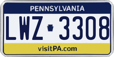 PA license plate LWZ3308