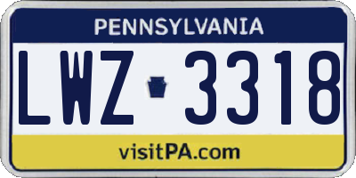 PA license plate LWZ3318