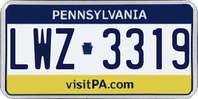 PA license plate LWZ3319