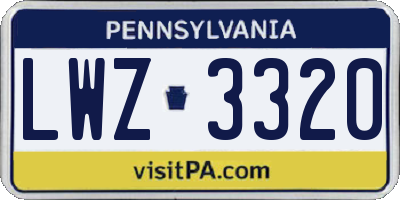 PA license plate LWZ3320