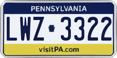 PA license plate LWZ3322