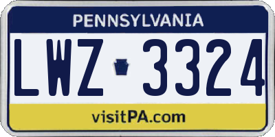 PA license plate LWZ3324
