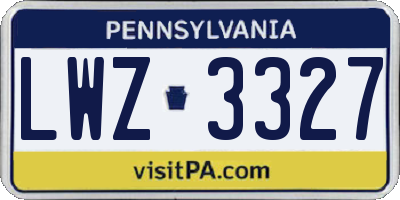 PA license plate LWZ3327