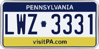 PA license plate LWZ3331