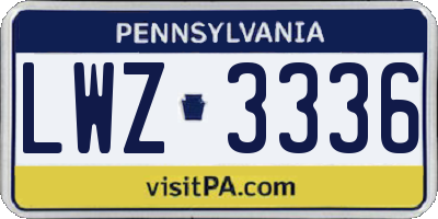 PA license plate LWZ3336