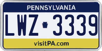PA license plate LWZ3339