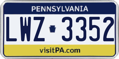 PA license plate LWZ3352