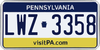 PA license plate LWZ3358