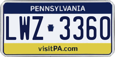 PA license plate LWZ3360