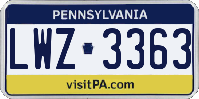 PA license plate LWZ3363