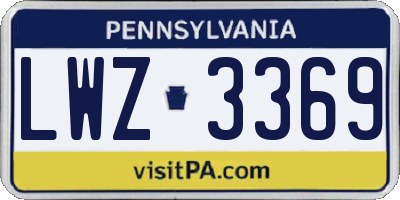 PA license plate LWZ3369