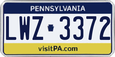 PA license plate LWZ3372
