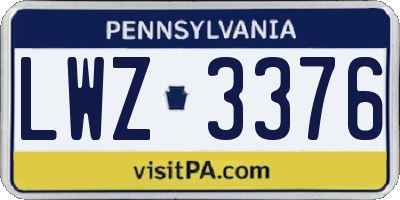 PA license plate LWZ3376