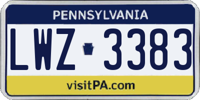 PA license plate LWZ3383