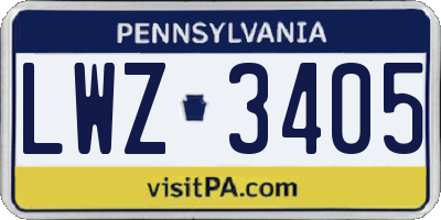 PA license plate LWZ3405