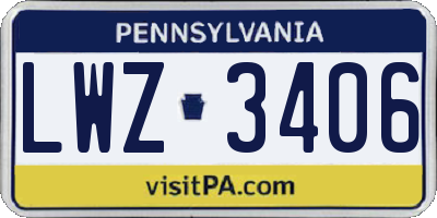 PA license plate LWZ3406