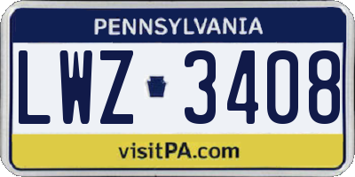 PA license plate LWZ3408