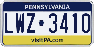 PA license plate LWZ3410