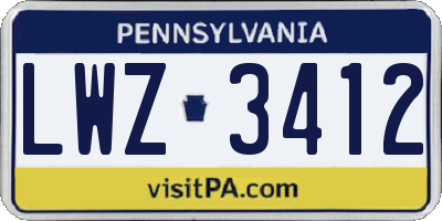 PA license plate LWZ3412