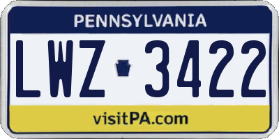 PA license plate LWZ3422