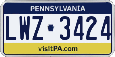 PA license plate LWZ3424