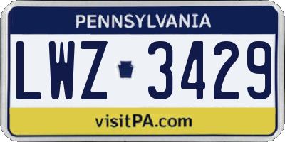 PA license plate LWZ3429