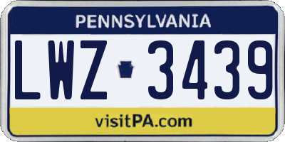 PA license plate LWZ3439