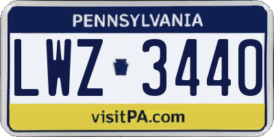 PA license plate LWZ3440