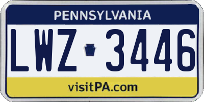 PA license plate LWZ3446