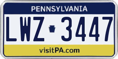 PA license plate LWZ3447