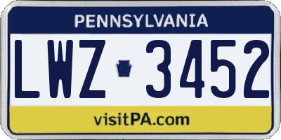PA license plate LWZ3452