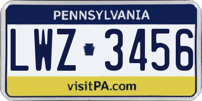 PA license plate LWZ3456