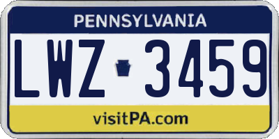 PA license plate LWZ3459