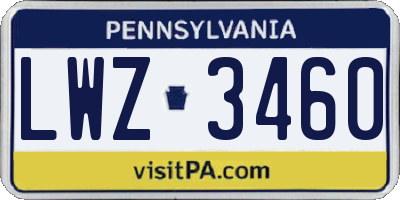 PA license plate LWZ3460