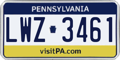 PA license plate LWZ3461
