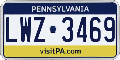 PA license plate LWZ3469