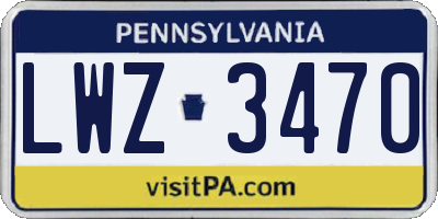 PA license plate LWZ3470