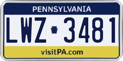 PA license plate LWZ3481