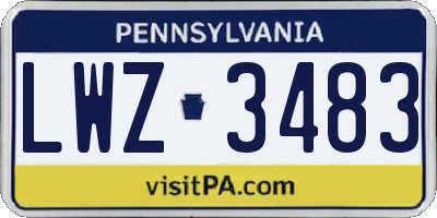 PA license plate LWZ3483