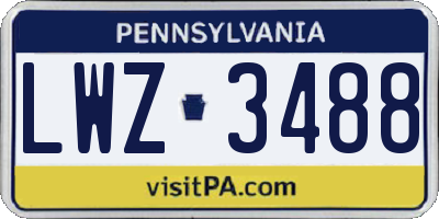 PA license plate LWZ3488