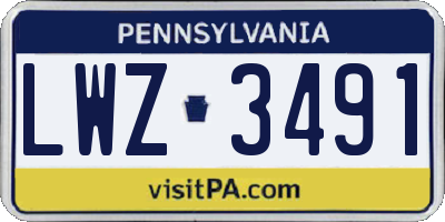 PA license plate LWZ3491
