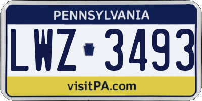 PA license plate LWZ3493
