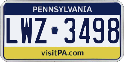 PA license plate LWZ3498