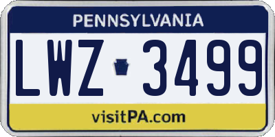 PA license plate LWZ3499