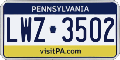 PA license plate LWZ3502