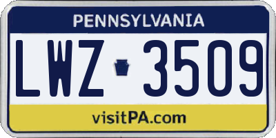 PA license plate LWZ3509