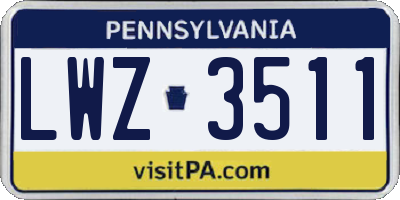 PA license plate LWZ3511