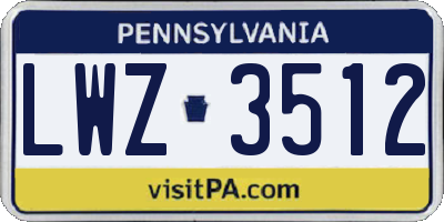 PA license plate LWZ3512