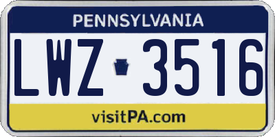 PA license plate LWZ3516